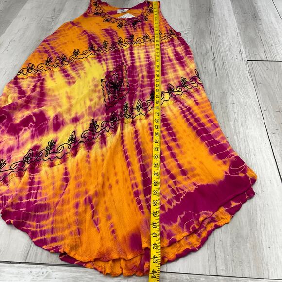 Ocean Breeze Tie Dye Lightweight Bathing Suit Beach Tank Cover Up Maxi Dress - Picture 9 of 9